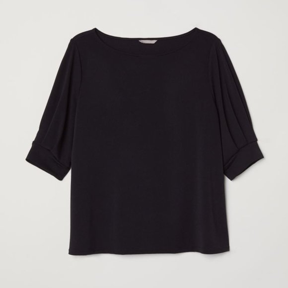 NWOT H&M Black Puff-Sleeved Top - Picture 1 of 4